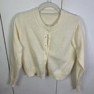 Ivory Long Sleeve Knit Button Up Cottagecore Cardigan Sweater Women's Size S